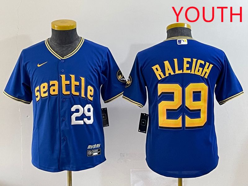 Youth Seattle Mariners #29 Raleigh Blue City Edition 2025 Nike MLB Jersey style 2->youth mlb jersey->Youth Jersey